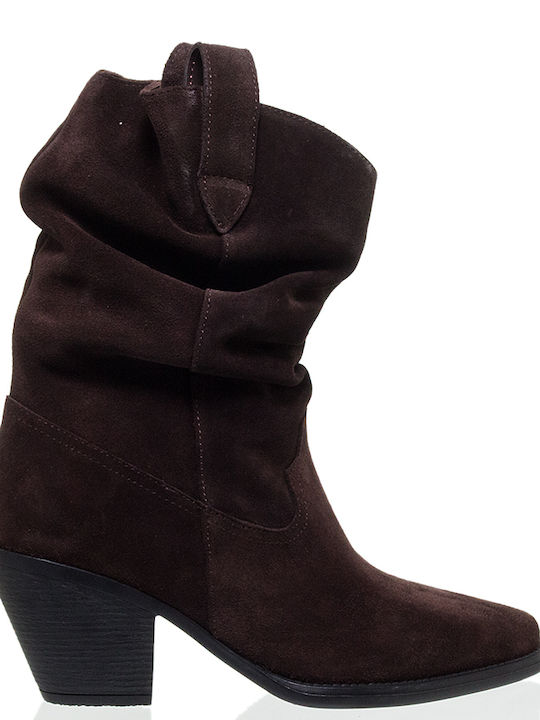 Mago Shoes Damen-Cowboystiefel Braun