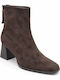 Braune Damen-Stiefeletten aus Wildleder