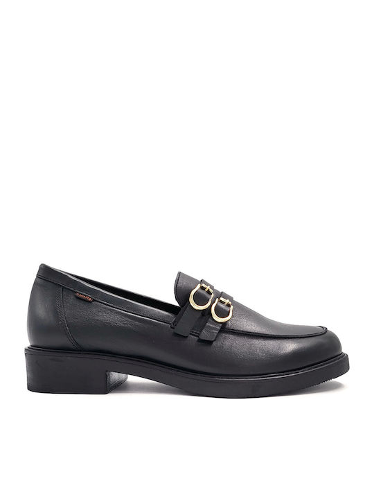 Ragazza Δερμάτινα Γυναικεία Loafers σε Μαύρο Χρώμα