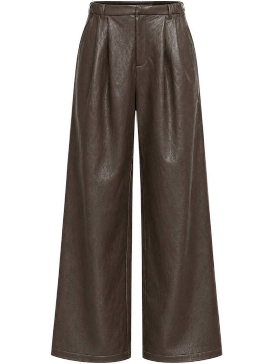 Eleh Women's Leather Trousers Khaki