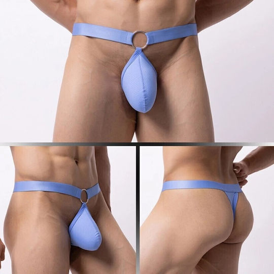 Roza Underwear Men's Sexy Light Blue String