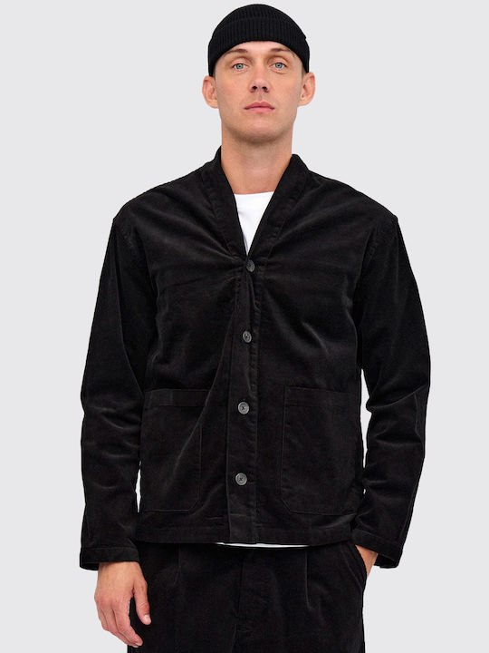 Langärmeliges Cord-Overshirt Schwarz