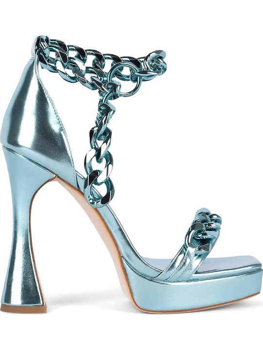 Jeffrey Campbell Silverlake Met Heels Blue Sandals