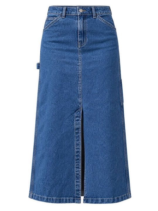Дълга дънкова пола с висока талия Carpenter Classic Blue