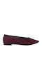 Women's Pointed-Toe Anatomic Ballet Flats in Burgundy Suede