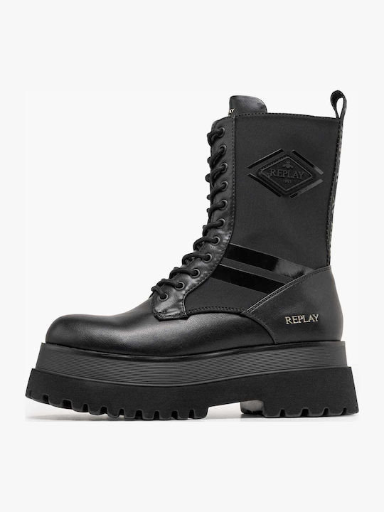 Any.sway Damen Schwarze Kampfstiefel
