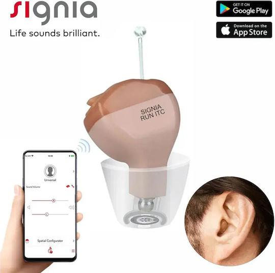 Signia Run ITC Left App Programmable Left In-the-Canal Hearing Aid 8 Channels App Programmable Hearing Aid