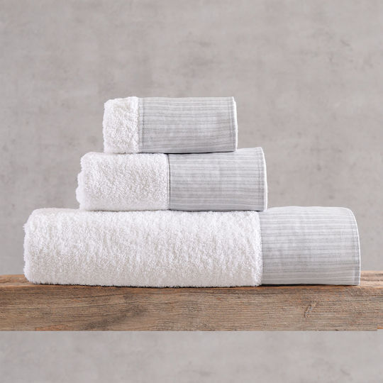 Rythmos 3-Piece Bath Towel Set Sand White Grey 500 g/m² Weight