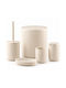 Femmit 5-Piece Bathroom Set Beige Waste Bin 4.5L Toilet Brush Soap Dispenser Toothbrush Holder & Soap Dish