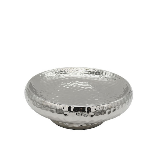 Marhome Διακοσμητικό Μπωλ Κεραμικό Ασημί 23x23x8cm