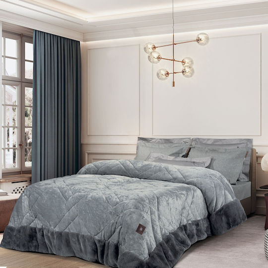 Greenwich Polo Club Double Sherpa Comforter 240x250cm Premium 4460 Grey 700 GSM 10.5 Togs
