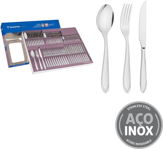 Tramontina Cutlery Set Stainless Steel 18/10 Silver 60 Pieces