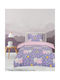Kocoon Miaow Single Kids Duvet Cover Set with Pillowcase Purple 165x245cm