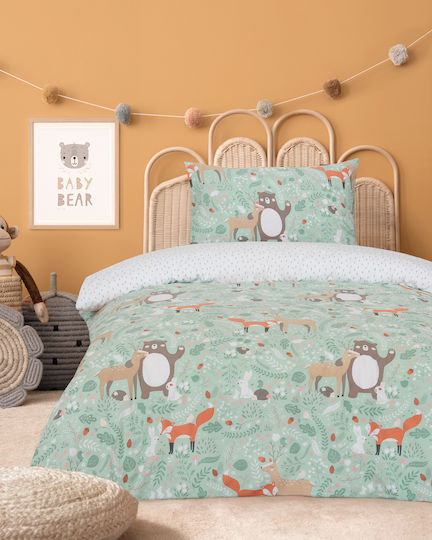 Kocoon Kinderbettwäsche-Set Einzelbett Grün