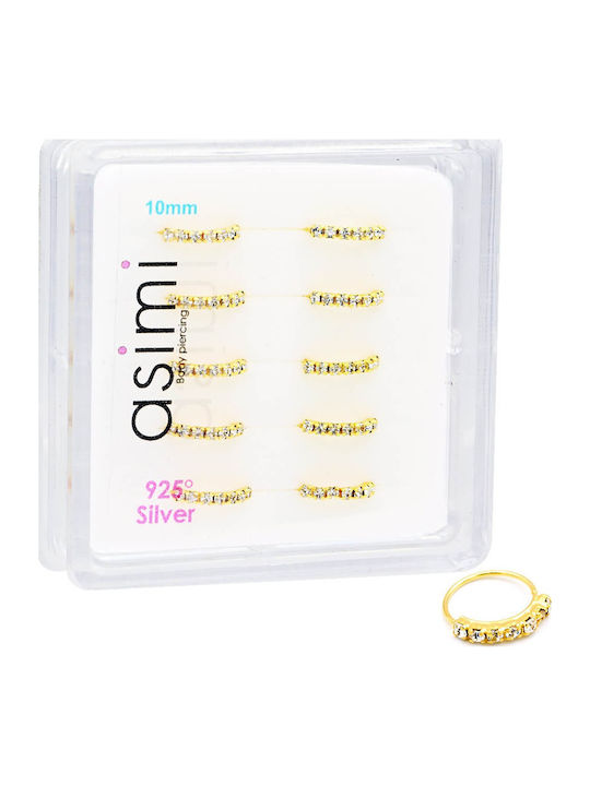 Asimi Body Piercing Nose Hoop Piercing Earring in Gold-Plated Silver 10mm White