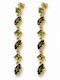 Women's Long Dangle Earrings Steel Green Stones – Gold Tone