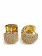 Women's Earrings Wide Hoop Steel Clear Stones – Gold Tone