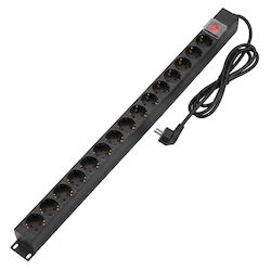 Aluminum Power Strip Pdu Vertical 0u 15 Schuko Outlets + Switch 16a 3500w 3 × 1.5 Mm² 2 M Schuko Plug Emtex Aluminum Power Strip Pdu Vertical 0u 15 Schuko Outlets + Switch 16a 3500w 3 × 1.5 Mm² 2 M Schuko Plug Emtex