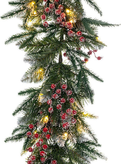 Beleuchtete, Verschneite Weihnachtsgirlande Grün 270 cm