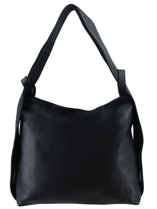 Black Leather Women's Backpack