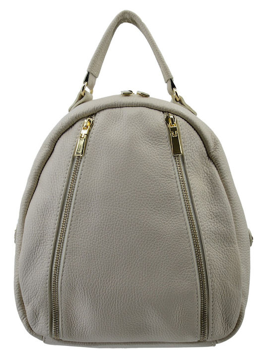 Beige Leather Women's Backpack