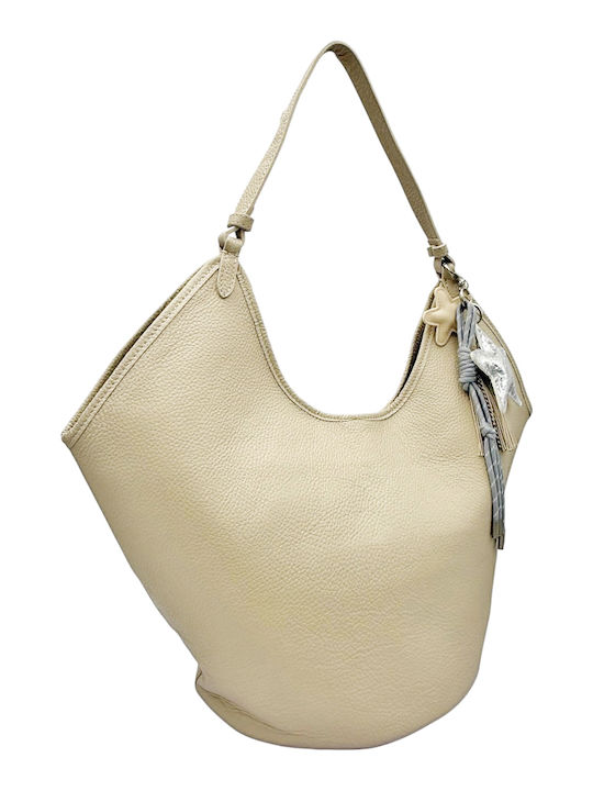 Ecru Leather Women's Shoulder Bag