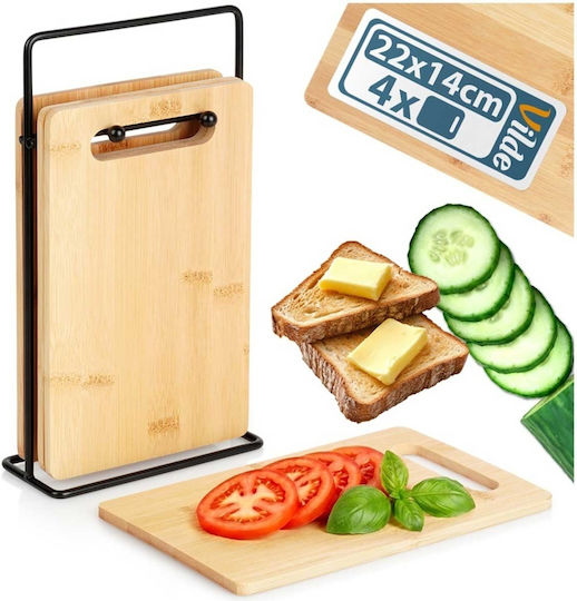 Vilde Set de Tocătoare pentru Pâine din Bambus Negre 22x14 cm 4 Buc.