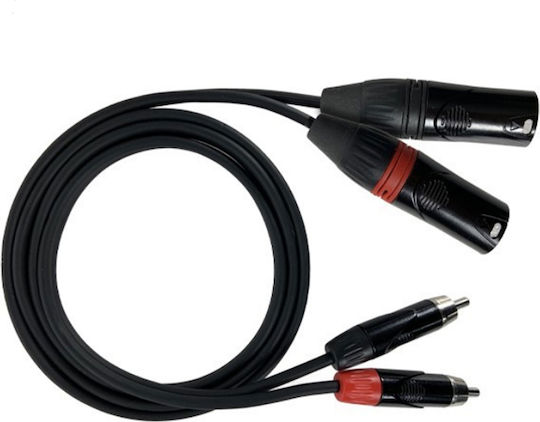 ZZiPP Cable XLR male - 2 x RCA male Μαύρο 3m DZZX300