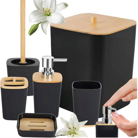 Yorkmills Set de Accesorii de Baie din Plastic Negru 6 Buc