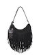 Arizona Women's Suede Shoulder Bag with Black Fringes