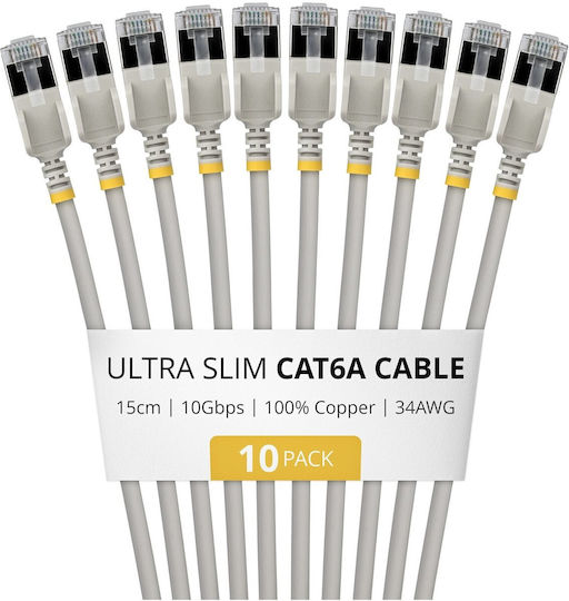StarTech U/FTP (STP) Cat.6a (Gigabit) Ethernet Network Cable 0.15m Grey 10 Pieces
