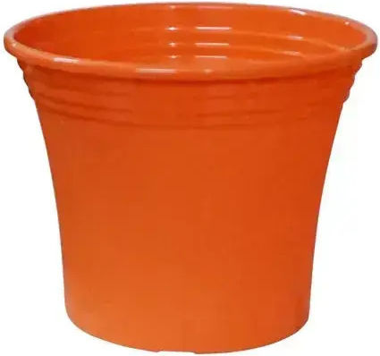 Set of 10 Pieces – Orange Plastic Flower Pot Doniczka Irys Φ19x16cm 09-252 Orange