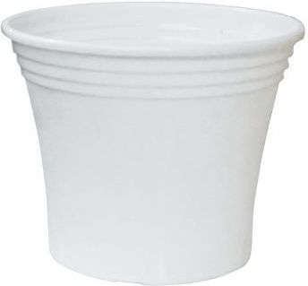 Set of 10 Pcs – White Plastic Flower Pot Doniczka Irys Ø15x13cm 09-250 White