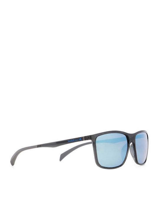 Unisex Sunglasses with Transparent Frame and Blue Polarized Mirror Lens