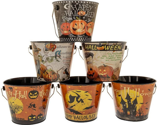Set aus 4 Stück – Metallischer Halloween-Eimer 16,5 x 13,5 x 11,5 cm 88292