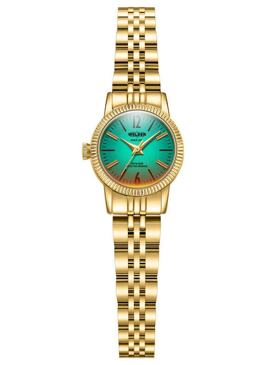 Womens Battery-Powered Watch with Gold Stainless Steel Bracelet