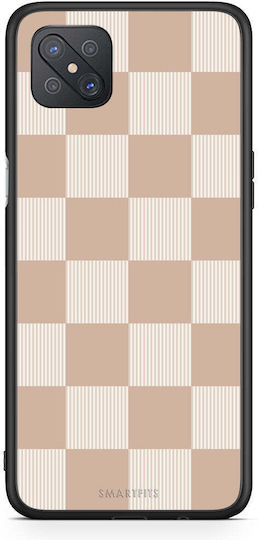 Smartfits Latte Cream Striped Checks Oppo Reno4 Z 5g A92s Θήκη