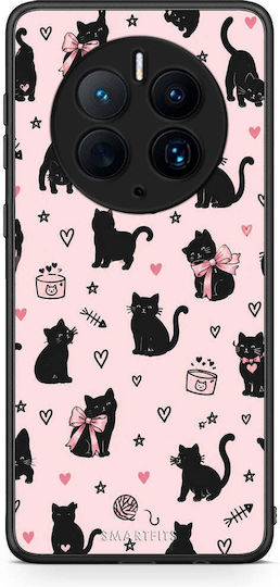Smartfits Black Cat Doodles auf Pink Huawei Mate 50 Pro Hülle