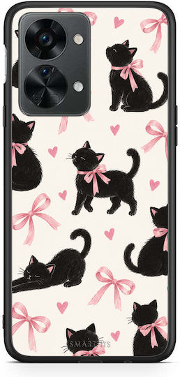 Smartfits Black Kittens Pink Bows On Cream Large Oneplus Nord 2t Θήκη