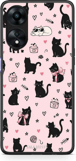 Smartfits Black Cat Doodles On Pink Oppo A78 5g Θήκη