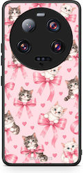 Smartfits Hülle mit Kätzchen und rosa Schleifen auf rosa Hintergrund für Xiaomi 13 Ultra