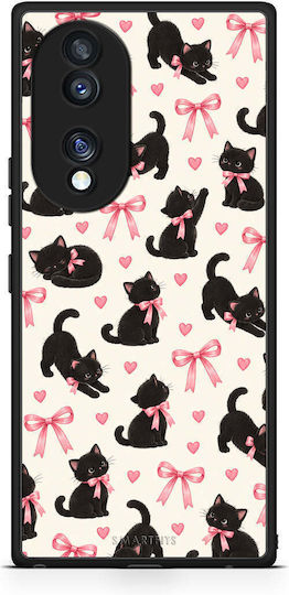 Smartfits Black Kittens Pink Bows On Cream Small Honor 70 5g Θήκη
