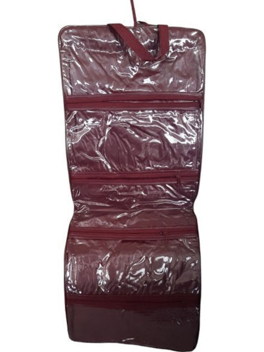 Θήκη Καλλυντικών 4 Θέσεων Polyester Μπορντώ Travel Beauty 29x72εκ Ordinett 50-04 Ύφασμα Polyester Μπορντώ Ordinett 50-04