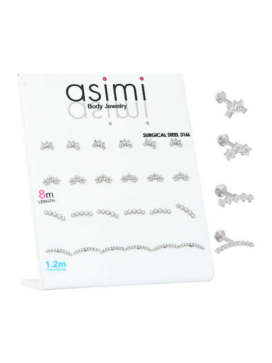 Asimi Body Piercing Обица Барче от Стомана Сребриста