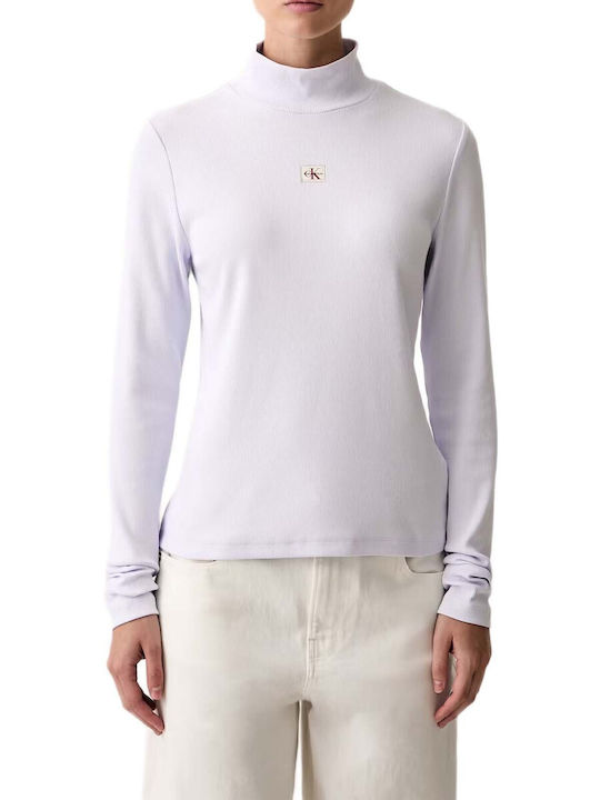 Calvin Klein Damen-Top mit Rollkragen Flieder