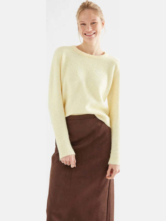 Γυναικείο Μακρυμάνικο Πουλόβερ Μάλλινο Light Yellow