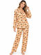 Apple Boxer Winter Damen-Pyjama-Set in Pfirsich