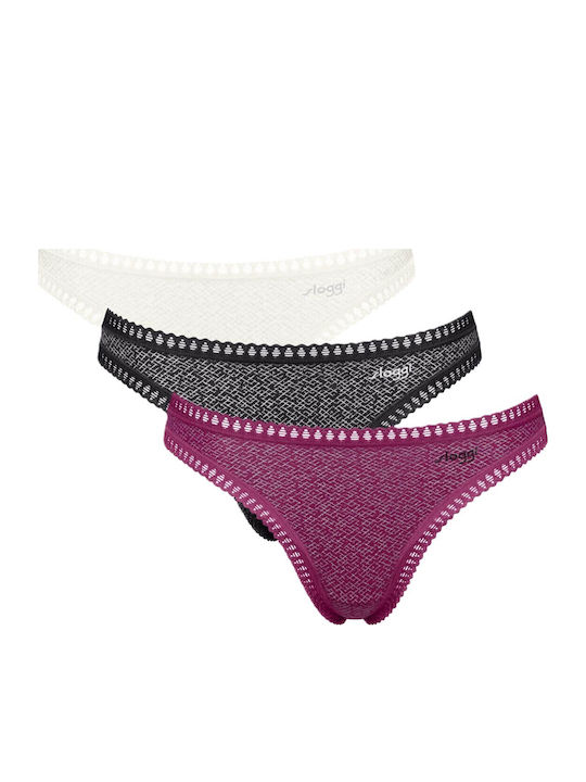 Sloggi Go Crush H String String 3Pack Λευκό-μαύρο