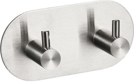Next Doppelter Badezimmerhaken mit Klebefläche 9.5x2.5cm Edelstahl Silber