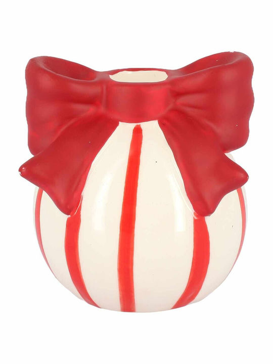 Beauty Home Ceramic Candle Holder in Red 9.5x8.5x9 cm